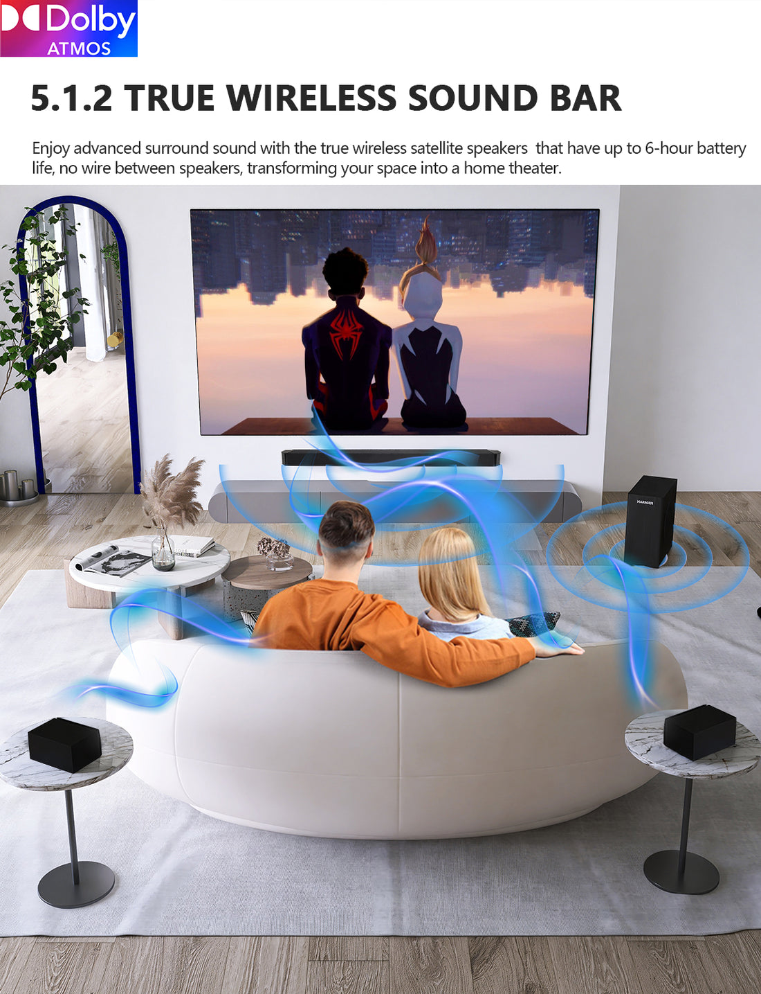 5.1.2 Premium Sound Bar with Dolby Atmos with the true wireless satell